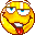 Six pixelated yellow smiley faces with blue eyes and red tongues display varying expressions including winking, open mouths, and closed eyes against a gray background.
