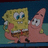 Pixelated cartoon characters Spongebob Squarepants and Patrick Star appear on a bright pink background with yellow text.