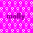 A static image with a bright pink background patterned by repeating white circular shapes, featuring four instances of the word "molly" in dark purple lowercase letters.