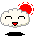A 4-frame pixel art animation of a cloud-shaped character with red accents, showing subtle facial and head movements across frames on a gray background.