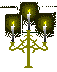 Animated candlestick with three candles showing flame variations across frames.