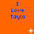Orange background with blue text reading "I Love Tayla" repeated in a , white star-like shapes scattered across the image