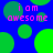 Blue background with green circles and pink text reading 'i am awesome' repeated across the image.