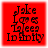 Red square icon with black text reading "Jake Loves Taege" and "In Softy" in pixelated font, featuring a small musical note symbol above the 'J' of Jake.