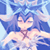 Pixelated anime-style character with blue hair and closed eyes in a static 50x50 icon format, featuring soft pastel colors and visible dithering effects.