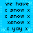 Blue background with light blue snowflake borders and dotted lines, displaying repeated text phrases in black pixelated font.