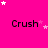 A bright pink background with multiple 'Crush' text labels and scattered white/pink star shapes in a