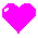 A static pink heart-shaped icon with a small white cutout in the top-left corner, featuring pixelated text overlays across three variations.