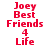 Red text reading "Joey Best Friends 4 Life" on alternating white and cyan backgrounds in a