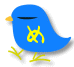 Six blue bird icons with yellow beaks and feet, each displaying distinct symbols or text on their bodies against a gray background.