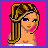 Pixelated image of a doll with brown and blonde hair, wearing a white strapless top and blue jeans, against a pink background with cyan text reading 'Your A Doll!' below.