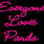 Pixelated panda with black and white fur stands against bright pink background, arms raised in greeting pose.