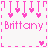 Pixelated pink heart-shaped icons and text 'Brittany' on a white background with decorative borders.
