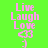 Green background with cyan blocks, pink text reading Live Laugh Love and emoticons 8) :), pixelated style.