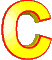 Three vertical of yellow C-shaped icons with red outlines and green inner edges on a gray background