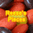 Pixelated image of red candies with yellow text overlay and a green soda bottle on white background.