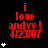 Red text on black background reads 'i love andyy! 4/23/07' with white stars increasing from one to four per across three