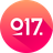 A circular icon with a gradient background transitioning from orange at the top to pink at the bottom, featuring white pixelated numbers '917.' with a shadow effect.