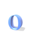 A blue 3D ring-shaped object rotates through multiple angles against a white background with soft shadows.