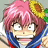 Pixelated anime-style character with pink hair and blue clothing, static single-frame icon on light background.