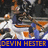 A pixelated animated icon shows a hockey player in white and blue uniform skating with an orange stick, text "DEVIN HESTER" appears on blue banner.