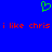 Blue background with green pixelated heart symbol above red text reading 'i like chris i like chris' in two identical segments.
