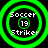 Four identical green circular icons with black backgrounds display "Soccer 19 Striker" text in white pixelated font.