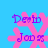 Four identical pixelated icons arranged in a on a bright blue background, each featuring a pink snowflake-like shape with purple text reading "Devil Jokes"