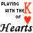 Animated icon shows 'PLAYING WITH THE K OF HEARTS' text with red heart symbols, where the King's rank and some letters change across frames.