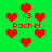 Green background with red pixelated hearts and text 'Rachel' in red, some frames show a wine glass icon replacing the number 3.