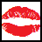 Animated contact sheet of red lips kissing with changing text and heart symbols across 25 sampled frames.