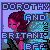 Pixelated icon shows a character with pink skin and dark red hair, partially obscured by text overlays reading DOROTHY AND BRITANNIA on a light purple background.