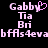 Pixelated text in light pink on black background with a heart symbol replacing the 'y' in 'Gabby', repeated across two