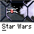 Star Wars-themed animated icon showing a white X-wing fighter with red accents against a hexagonal background, displaying green laser effects in