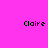 Four distinct colored each display the name Claire in pixelated text