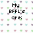 Pixelated text lists names on a patterned background with a gray overlay.