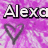 Pixelated icon with pink background showing partial text 'Alex' and a heart symbol on left, purple triangle frame with 'Creer' text on right.