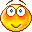Three pixelated yellow circular faces with brown outlines display distinct eye expressions: wide open, squinted, and closed.