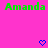 Green text reading "Amanda" repeats across a bright pink background with blue pixelated hearts above each instance.