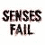 Static 50x50 pixel buddy icon featuring bold black text "SENSES FAIL" on a white background with slight dithering and anti-aliasing effects.