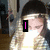 A four- shows a person with long light hair and dark bangs in different poses, each containing distinct pink text overlays