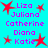 Cyan background with red starbursts and pink text listing names Liza, Juliana, Catherine, Diana, Katie in two