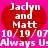 Pixelated red heart on bright pink background with white text reading "Jaclyn and Matt" above date "10/19/07" and partial phrase "Always U..." below.