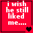 Red square with white text 'i wish he still liked me....' and changing heart symbols in four