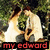 Pixelated image of a person with light hair and dark clothing against a green background, with red text reading 'my edward' at the bottom.