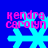 Four identical pixelated icons arranged in a , each featuring pink text 'kendra carolyn' above a cyan snowflake on blue background