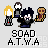 Pixel art character with dark hair and white eyes, holding a glowing yellow torch and brown object, standing next to two smaller figures with white hair and gray clothing, all on light gray background.
