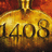 Golden spherical object with dark numerals '1408' on its surface, set against a red textured background with a metallic top.