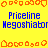 Yellow background with blue text reading 'Priceline' and 'Megoshiabor' repeated in two , surrounded by orange pixelated border elements