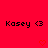 Red background with repeated 'Kasey <3' text and heart symbols in various states.